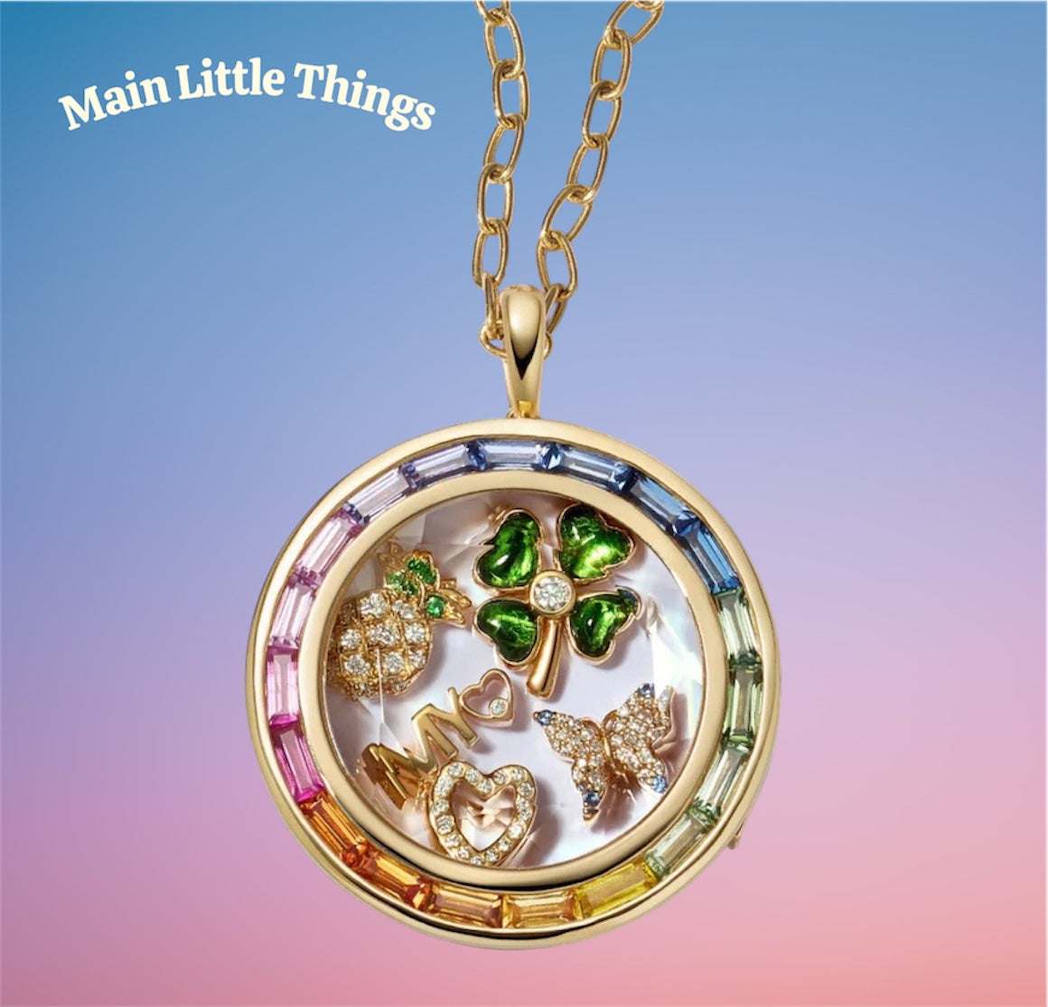 Lockable Glass Charm Pendant Locket necklaces, bracelets and rings