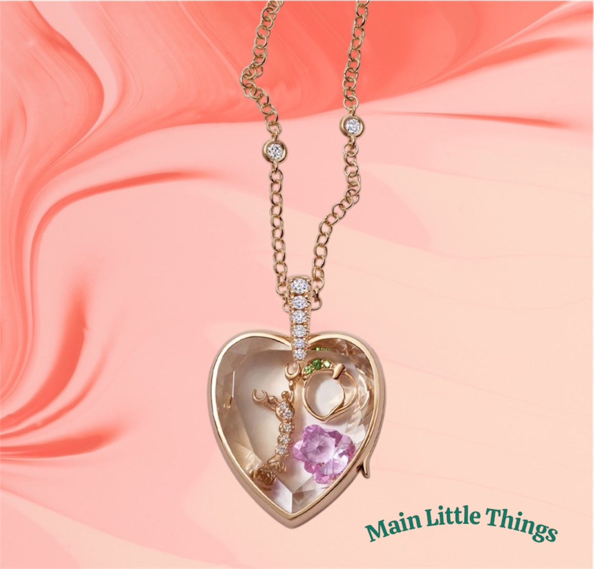 Lockable Glass Charm Pendant Locket necklaces, bracelets and rings