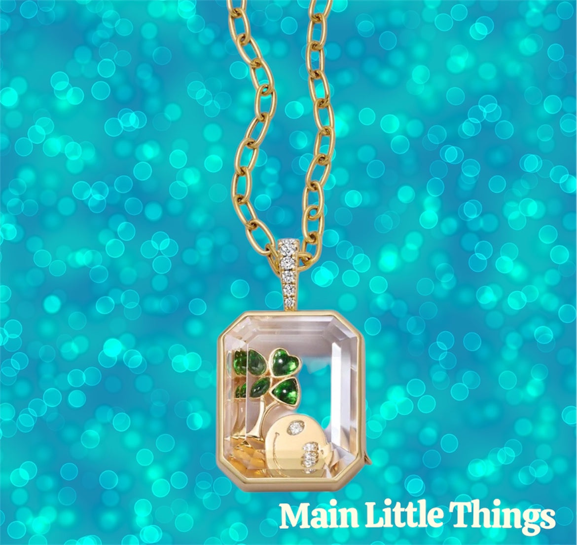 Lockable Glass Charm Pendant Locket necklaces, bracelets and rings