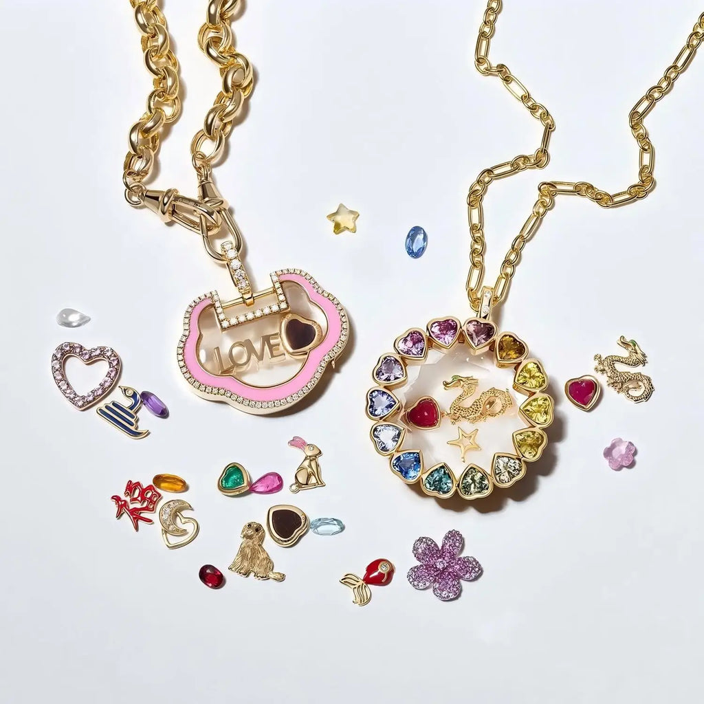 Lockable Glass Charm Pendant Locket necklaces, bracelets and rings